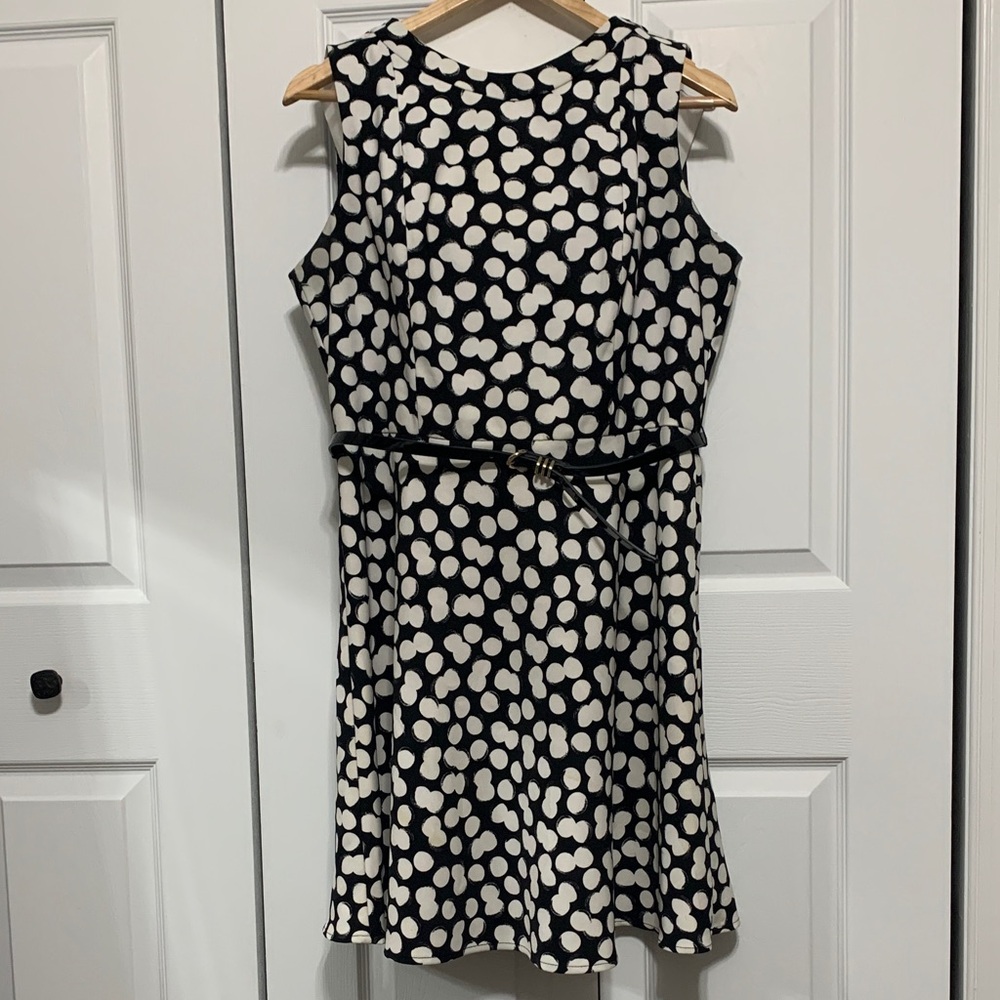 AB Studio Black and White Polka Dot Mini Dress